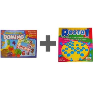 Imagem de Combo 02 Jogos ( J. Dominó Frutas e Números Educacional 28 Pçs + Resta