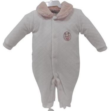 Imagem de Macacão Plush Trabalhado Luxo Zafielo Longo Bebê Menina 566, Branco, G