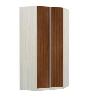 Imagem de Guarda-roupa Canto 2 Portas Crema Com Nogueira Dourado - LUCIANE