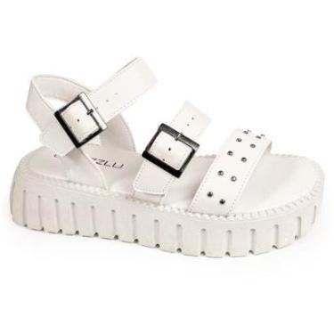 Imagem de Sandália Papete Feminina Plataforma Blogueira Tratorada Rebites Metalizados-Feminino