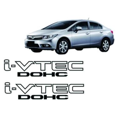 Imagem de Par Adesivo Honda New Civic I-vtec Dohc - K1 Store, Preto