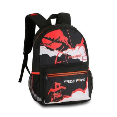 Imagem de Mochila de Costas Free Fire Juvenil Meninos Infantil Passeio, Vermelho