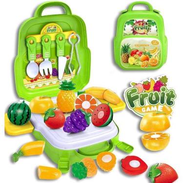Imagem de Brinquedo Maleta  Frutas 3 em1 / Mochila 24 Peças Verde - DM TOYS
