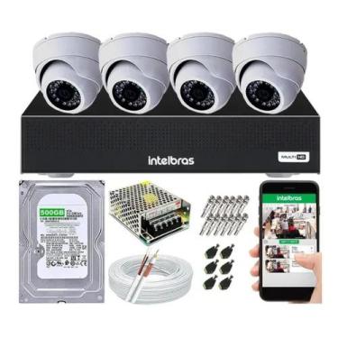 Imagem de Kit Cftv 4 Câmeras Segurança Dome Ir Dvr Mhdx 1104 Intelbras
