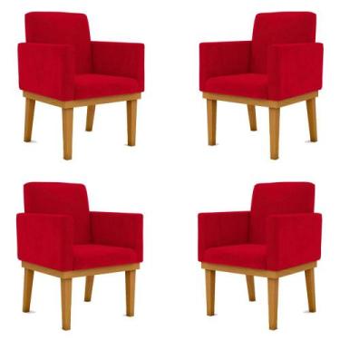 Imagem de KIT 4 Cadeiras Reforçada Escritório Poltrona  - Balaqui, Vermelho