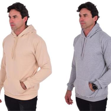 Imagem de Kit 2 Moletons Canguru Masculino 100% Algodão Conforto Qualidade Flane