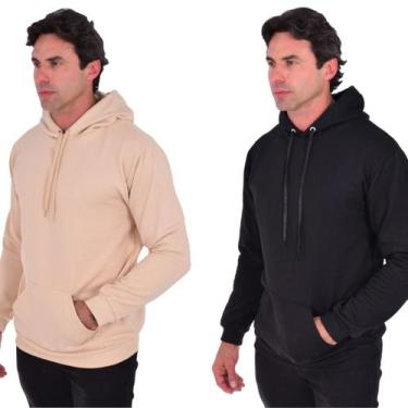 Imagem de Kit 2 Moletons Canguru Masculino 100% Algodão Conforto Qualidade Flane