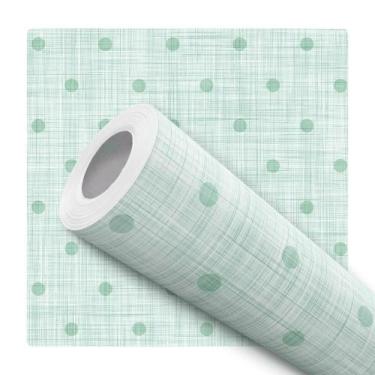 Imagem de Papel De Parede Adesivo Lavável Linho Verde Água com Bolinhas Quarto C
