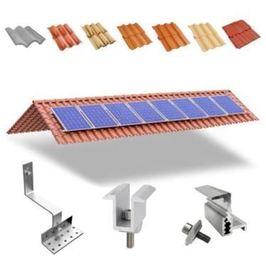 Imagem de Kit Estrutura Suporte Linha C 08 Placas Solar Telha Colonial - Kaztec