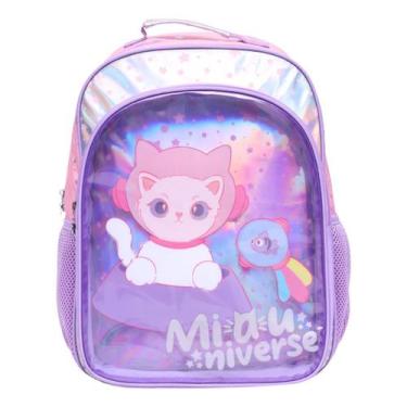 Imagem de Mochila Escolar Infantil Costas Gatinha Menina Passeio - NoBrand, Lilá