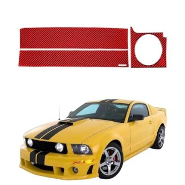 Imagem de IKUESM Compatível com Ford Mustang GT 2005-2009 S197 Acessórios Fibra de carbono Carro Copiloto Painel de instrumentos Guarnição da tampa Vent Decor Frame Stickers(RED A)
