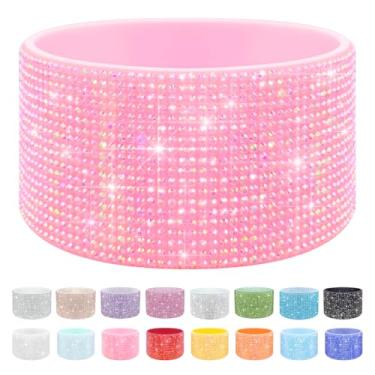 Imagem de WORBSS Bota de silicone com glitter diamante para copo Stanley Cup 1,134 g e simples moderno 850.5-1,134 g Trek Tumbler acessórios para garrafas de água com base cilíndrica trapezoidal de 7 a 7,4 cm