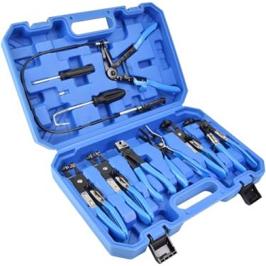 Imagem de Alicates de mangueira de 9 peças, conjunto de alicates de longo alcance de fio flexível para aquecedor de radiador de refrigerante automotivo e mangueira de água, kit de ferramentas de remoção de