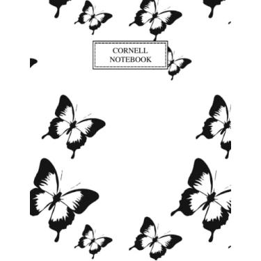 Imagem de Cornell Notebook: Simple Black and White Butterfly Cornell Notes Notebook for High School, and College Students, 130 Pages (120 Quad Grid Numbered Pages) with Table of Contents | 8.5x11 in