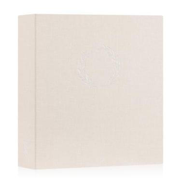 Imagem de Lanpn Álbum de Fotos Scrapbook 8,5X11, Capa de Linho, Design de Guirlanda, Pasta de 3 Argolas, Fichário, Álbum de Fotos, 8,5 X 11", com 30 Capas de Plástico, 60 Páginas, Bege