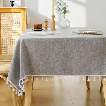 Imagem de Toalha de mesa de linho de algodão impermeável, design simples e simples, à prova de óleo e durável para jantar, cozinha, piqueniques ao ar livre e festas(Gray,90 * 90cm/36 * 36in)
