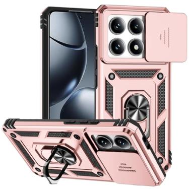 Imagem de Kainevy Capa para Xiaomi 14T Pro com suporte de anel de suporte e capa de câmera deslizante para celular Xiaomi 14T Pro, capa de silicone magnético e PC, resistente, resistente, proteção de grau