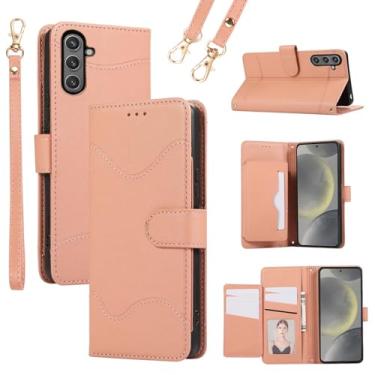 Imagem de Furiet Capa carteira para Samsung Galaxy S24 FE 5G com alça de pulso, alça transversal, suporte para cartão flip de couro PU, 7+ compartimentos para cartões, bloqueio de RFID, capa de telefone para S