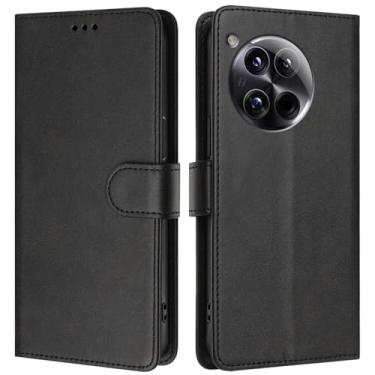 Imagem de Asdsinfor Capa carteira para OnePlus 13, [bloqueio RFID] Suporte para 3 cartões [capa interna de TPU à prova de choque] Capa protetora magnética de couro PU para OnePlus 13, preta YBW