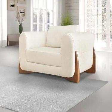 Imagem de Poltrona Decorativa Living Bloom Tecido Boucle Off White - Jatoba Move