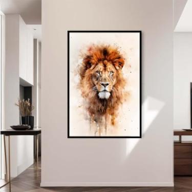 Imagem de Quadro Decorativo Cristão Gospel; Jesus o Leão de Judá, em aquearela; Quadros bíblicos; Versículos Bíblicos; Presente criativo; Quadro com Mensagem Motivacional; Motivação; Evangélico. Quadro para Sala; Quadro para quarto; (Preta, 40x30, Emoldurado)