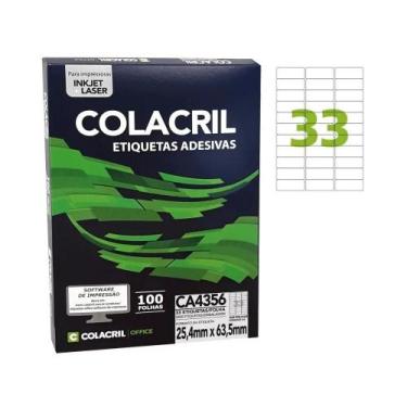Imagem de Etiqueta Adesiva Colacril A4 CA4356 25,4x63,5mm C/3300