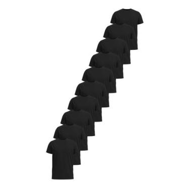 Imagem de Kit Com 10 Camisetas Masculinas Algodão - TLT , Preto, GG