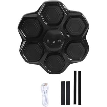 Imagem de Máquina de boxe musical Sanfoelek com luvas, máquina de boxe musical inteligente, treinador de perfuração montado na parede com 9 velocidades, máquina de boxe de 6 alvos, equipamento de boxe