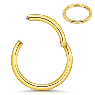 Imagem de Anéis de nariz articulados de aço cirúrgico 316l argola 20G 18G 16G diâmetro da argola de nariz 6 mm 7 mm 8 mm 9 mm 10 mm 12 mm anel de septo cartilagem brincos hélice tragus conch daith Rook piercing de nariz joias dourado-prata-preto, Aço inoxidável, Sem pedras preciosas