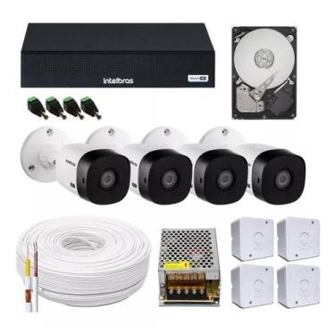 Imagem de Kit 4 Câmeras de Segurança Intelbras 20 Mts Dvr Intelbras 1104-c, 500G