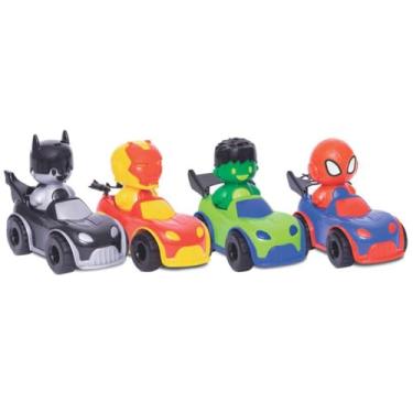 Imagem de Kit Carrinhos Baby Heróis Esquadrão com 4 Personagens - Mercotoys