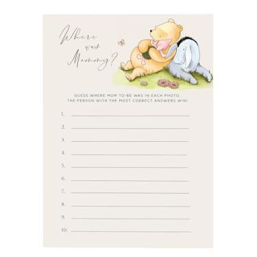 Imagem de Winnie Baby Shower Games, Where Was Mommy, cartas de jogo de chá de bebê, conjunto de 30, lembrancinhas de festa do Ursinho Pooh, suprimentos e atividades para jogos de festa de chá de bebê,