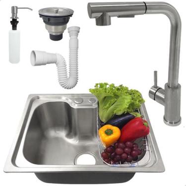 Imagem de Kit Cozinha Gourmet Cuba Inox 304 50x40 Com Torneira Monocomando 90 Gr