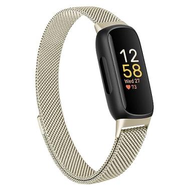 Imagem de Amzpas Pulseira para Fitbit Inspire 3 para mulheres e homens, pulseira magnética ajustável de malha de aço inoxidável, pulseira de substituição compatível com Fitbit Inspire 3 Fitness Tracker, ouro