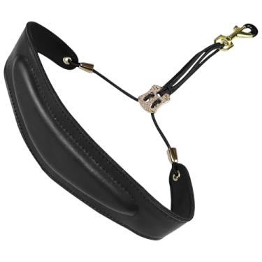 Imagem de KUWAN Alça de pescoço de saxofone macia de couro de saxofone acolchoada para sax alto tenor barítono instrumento musical soprano preto 5, Preto, Tamanho Único