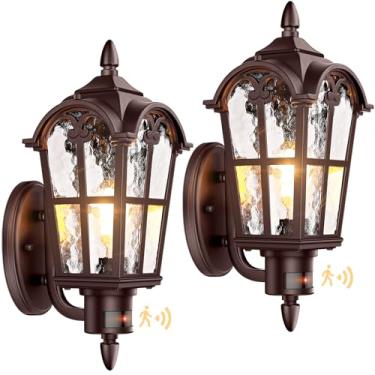 Imagem de BesLowe Pacote Com 2 Grandes Luzes De Parede Externas Com Sensor De Movimento De 16 Pol., Luzes De Varanda Do Anoitecer Ao Amanhecer, Luminárias Externas Vintage, Arandelas De Iluminação, Lanternas