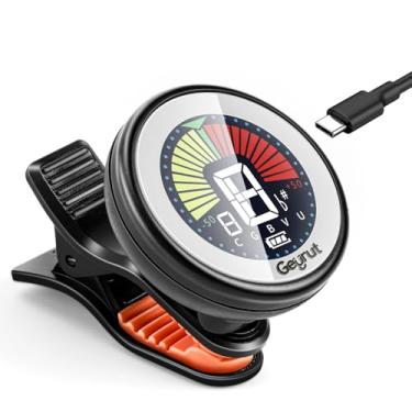 Imagem de Afinador de guitarra recarregável, sintonizador de clipe com tela super brilhante gira 360 graus com violão ukulele violino e modos de afinação cromática para iniciantes profissionais