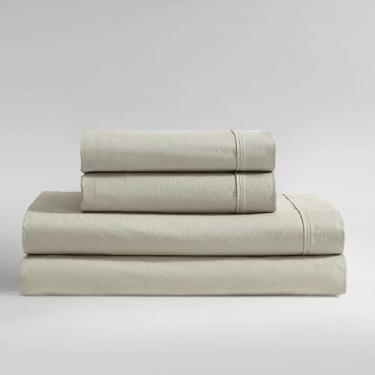 Imagem de Calvin Klein - Lençóis de solteiro, conjunto de cama de percal de algodão com fronha combinando, bolsos profundos, roupa relaxada lavada, itens essenciais para dormitório (verde percal lavado)