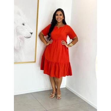 Imagem de Vestido Casual Plus Size - Tecido Viscolinho Leve - Vilma Valentti, Te