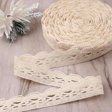 Imagem de IDONGCAI Fita de renda de crochê de algodão para artesanato - guarnições de renda de costura - fita de renda de crochê para costura de 2,8 cm (bege)