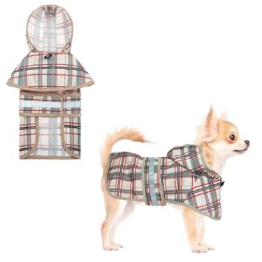 Imagem de KOOLTAIL Capa de chuva para cães poncho com capuz e orifício para trela, capa de chuva para cães pequenos e médios, jaqueta de chuva impermeável para cachorros com faixa refletiva, roupa de chuva