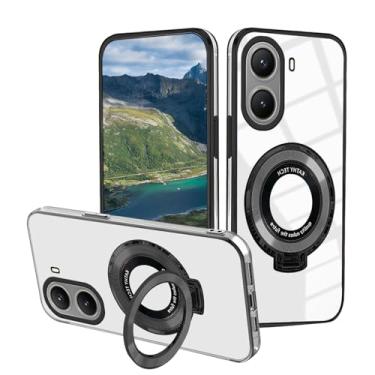 Imagem de Wousunly Capa compatível com Poco X7 Pro com suporte magnético, para Xiaomi Poco X7 Pro, capas de telefone de silicone transparentes, acessórios Funda à prova de choque, capa protetora original de