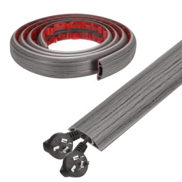 Imagem de HARFINGTON Capa de cabo de 1,8 m L 1,6 x A 0,33 Canal interno PVC esconde extensão, protetor de fios para evitar desvios de cabos, gerenciamento de cabos, cinza escuro