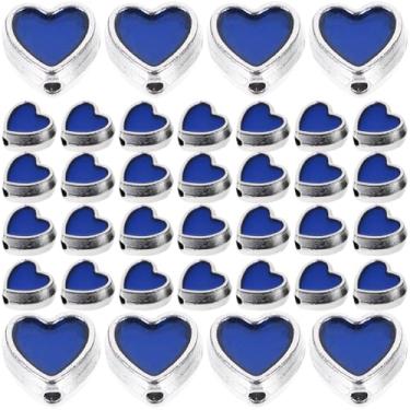 Imagem de 100 Unidades Contas De Brinco Balançando Charme De Esmalte De Amor Miçangas De Coração Para Fazer Jóias Amuleto De Amor De Metal Terno Azul Suprimentos De Artesanato Joalheria Liga