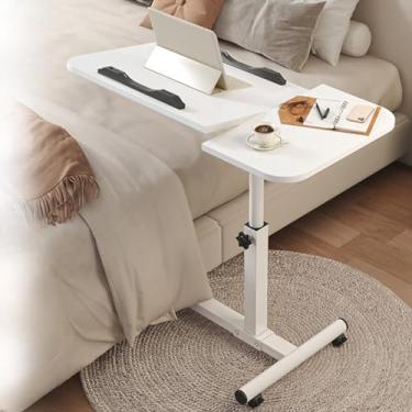 Imagem de Mesa de cama, mesa de cama com rodas sobre a cama, mesa móvel com rodas, mesa de computador com rodas ajustáveis