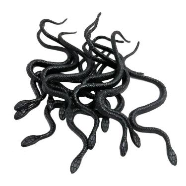 Imagem de Cobra De Brinquedo Borracha Preta - 12 Unidades