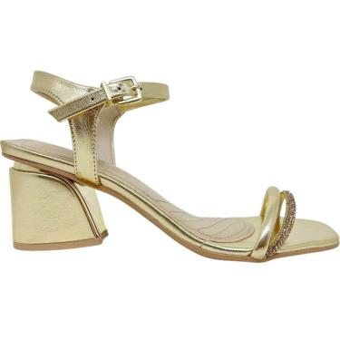 Imagem de Sandália Feminina Casual Dia a Dia Salto Grosso Médio com Strass Ramarim 2428202