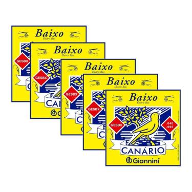Imagem de Kit 5 Encordoamento Baixo Giannini 4 Cordas Canário GESBX Aço 0.040