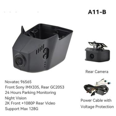Imagem de A10 Dash Cam Lente Dupla 2K 1080P 4K Carro DVR Registrator Câmera Gravadora Traseira Visão Noturna Compatível Para VW TIGUAN GOLF 8 Teramont(A11-6113-B,With 128G TF Card)