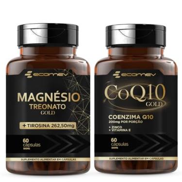 Imagem de Kit CoQ10 Coenzima Q10 200mg + Magnesio Treonato + L Tirosina 500Mg 120 Cáps